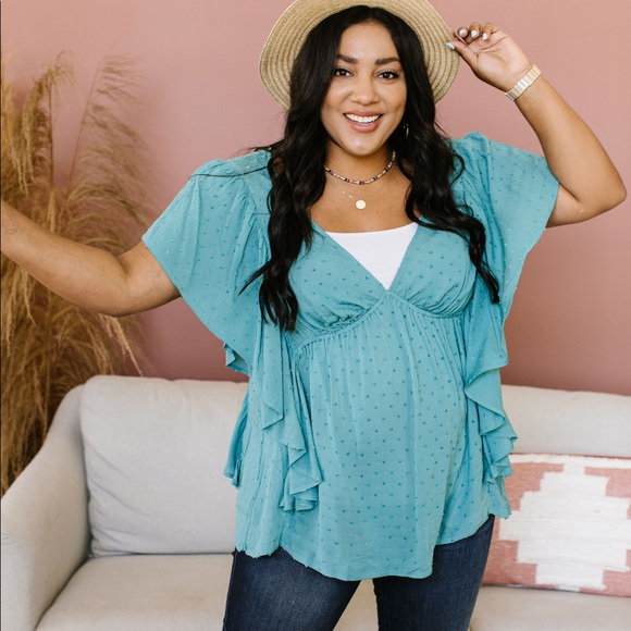 Fly Away Home Blouse in Dusty Teal - Picture 6 of 10